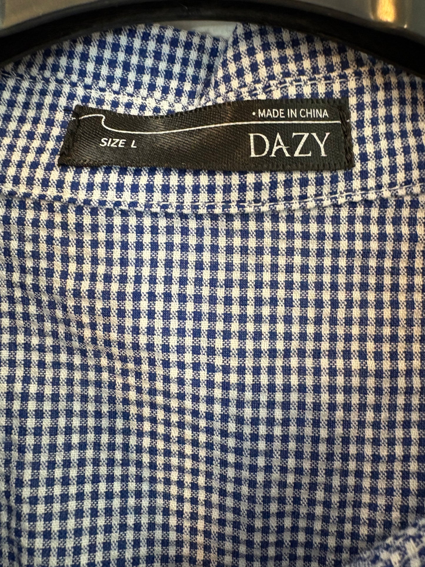 DAZY. Blusa azul cuadros mini. T M/L