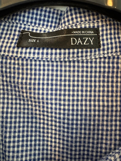 DAZY. Blusa azul cuadros mini. T M/L