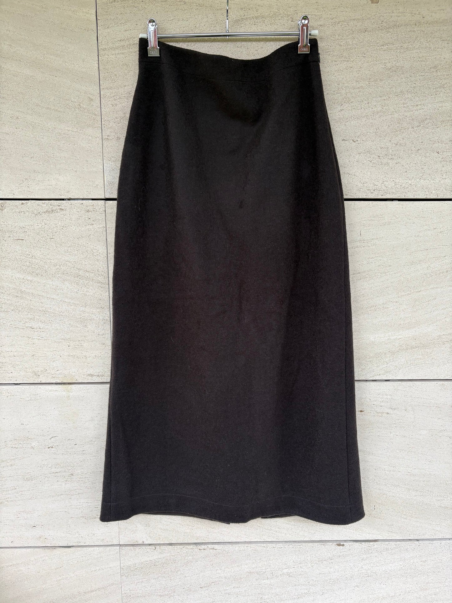 MASSIMO DUTTI. Falda midi gris con lana