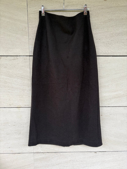 MASSIMO DUTTI. Falda midi gris con lana