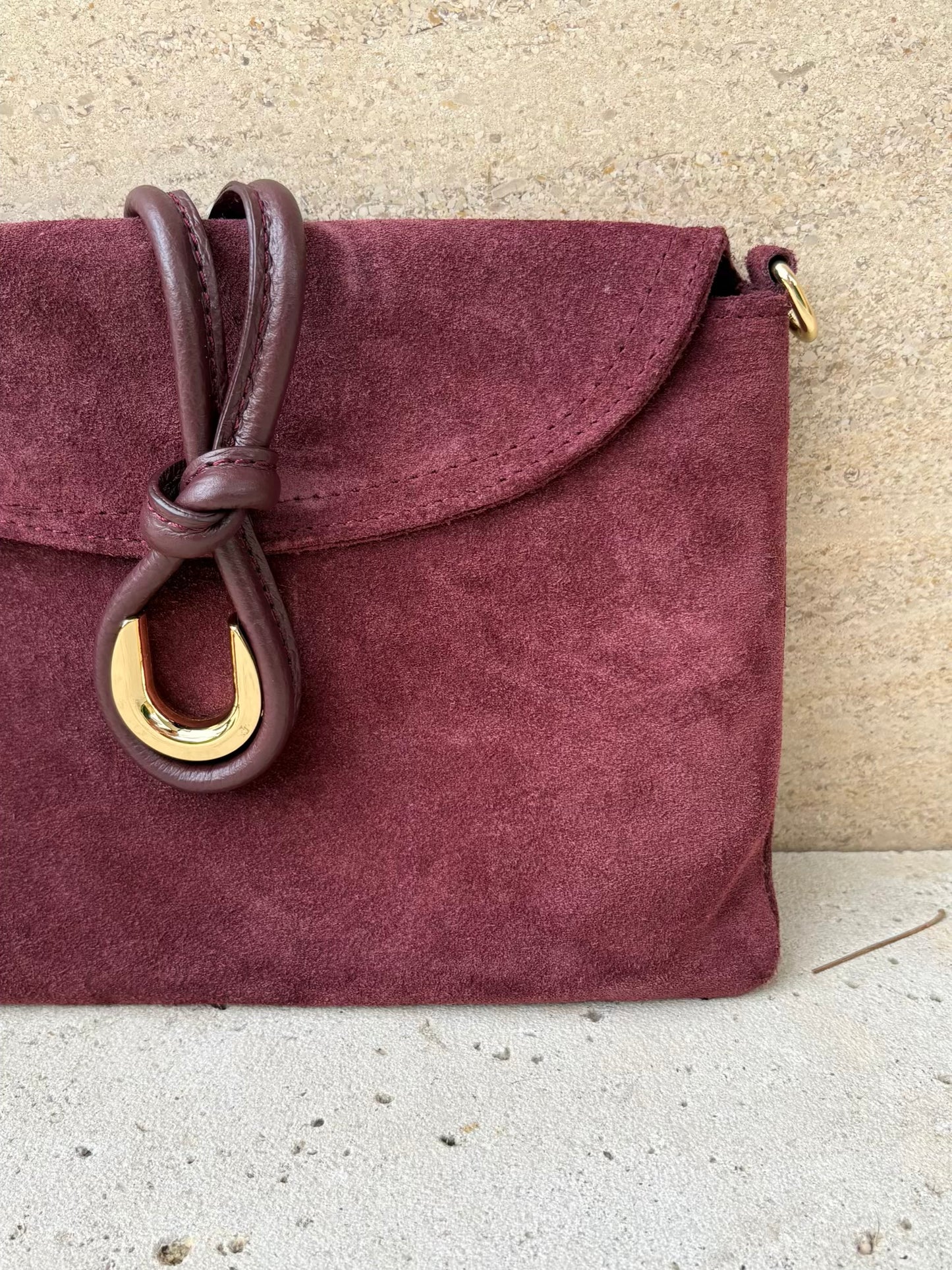 Cartera de mano piel burdeos