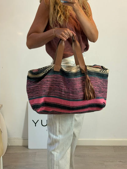 LALLA Marrakech. Bolsa de viaje tela asas en piel