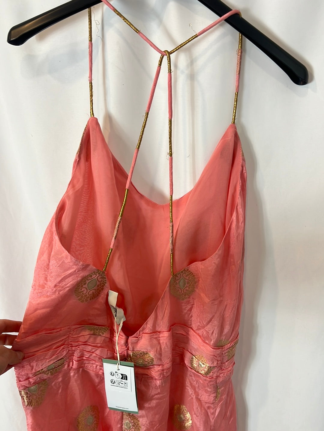 INTROPIA. Long embroidered coral dress Tm