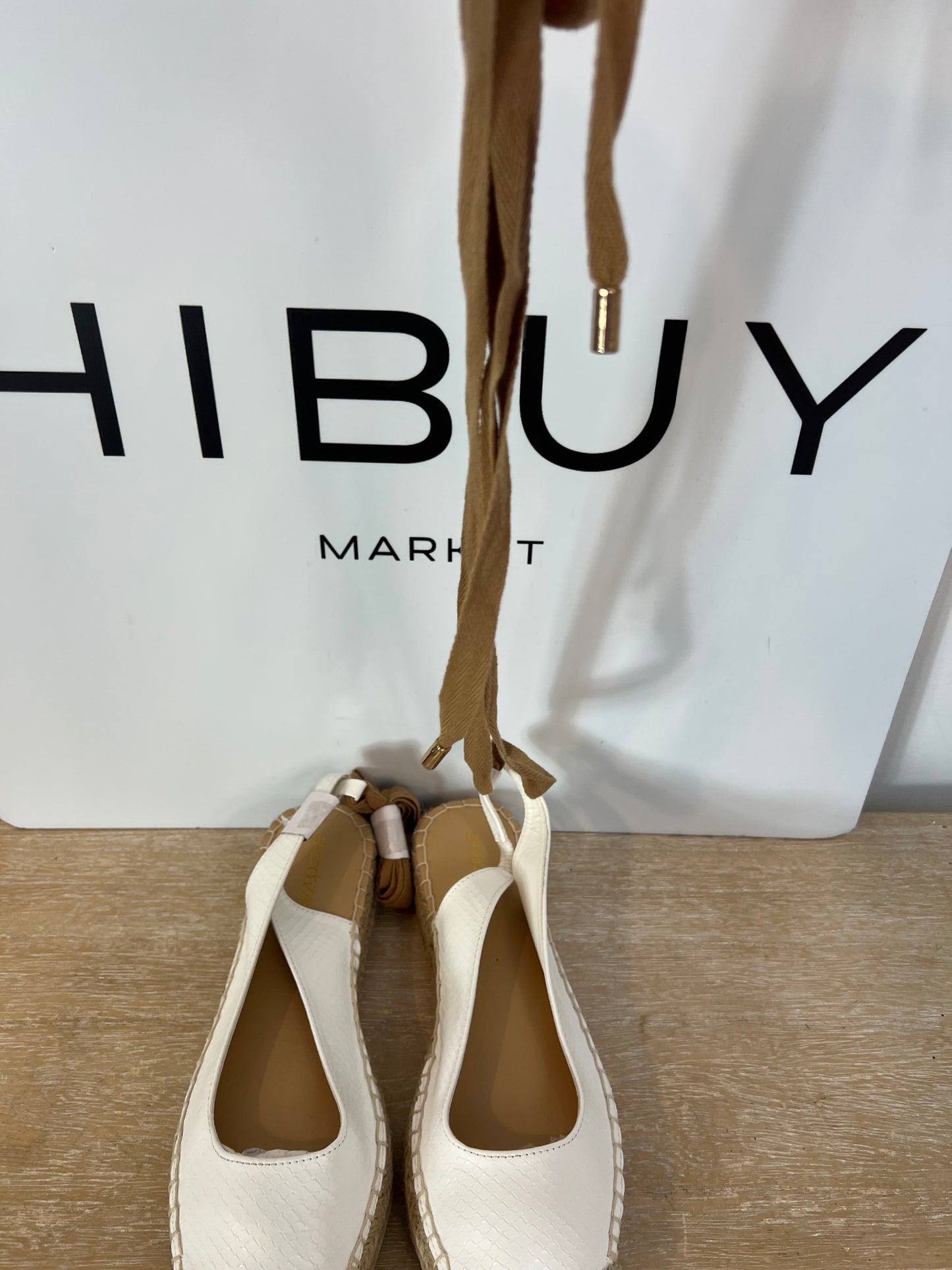 SHOEDAZZLE. White raffia espadrilles, size 38