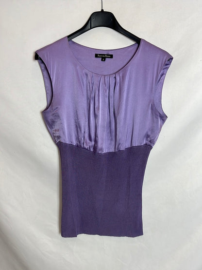 PEDRO DEL HIERRO. Purple double-textured top. TS