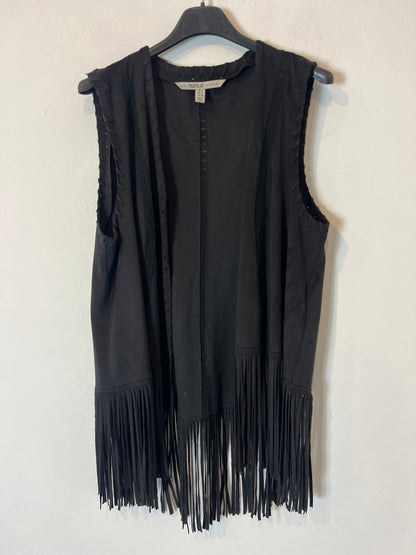 ZARA. Chaleco negro antelina flecos. T M