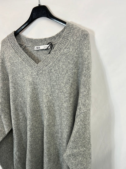 ZARA. Jersey gris jaspeado. T S