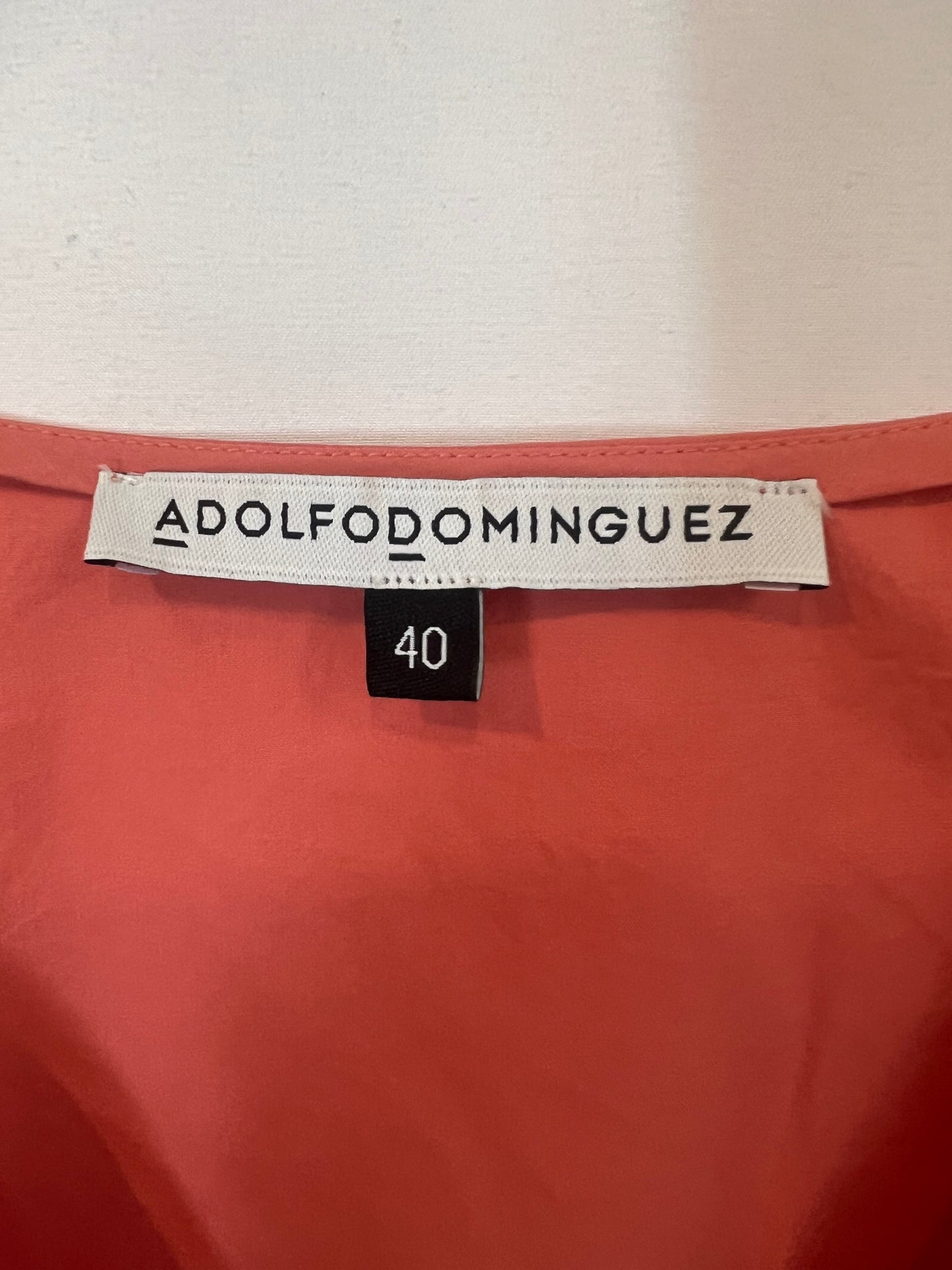 ADOLFO DOMINGUEZ. Coral puff-sleeve blouse. Size 40