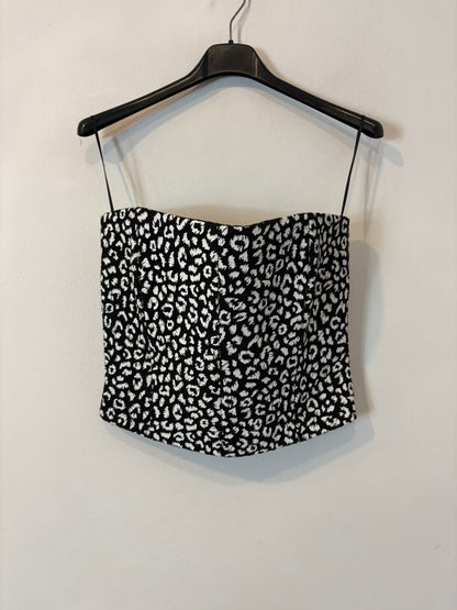 CARMEN MARCH.  Top bustier textura blanco y negro