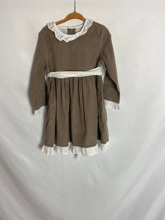 NECK &amp; NECHL. Brown dress with collar detail. Size 4-5 years.