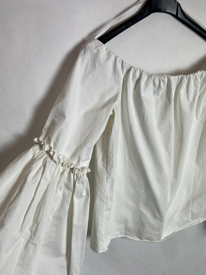 ZARA. Top blanco cuello barco Ts