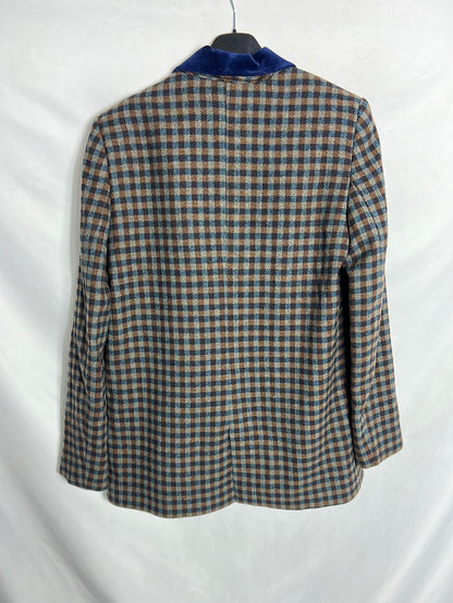 BYAN. Blazer lana cuadros y terciopelo . T M