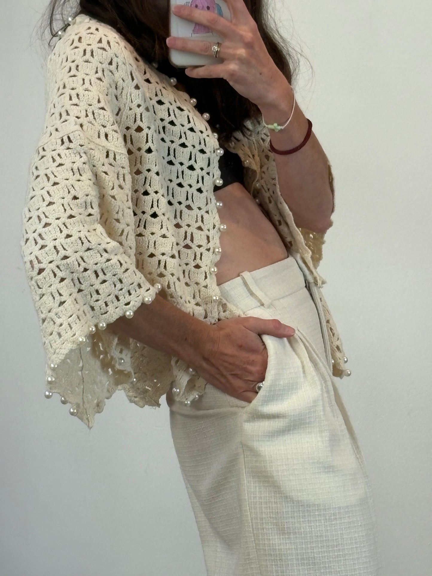 MEMORY & CO. Chaqueta croché perlas