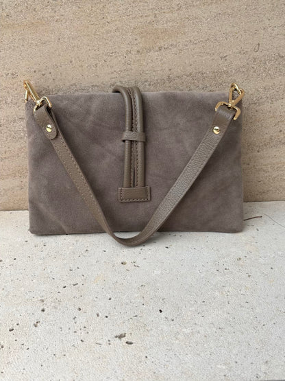 Bolso piel doble asa color topo