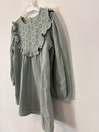 ORAS. Vestido verde bambula. T 18- 24 meses