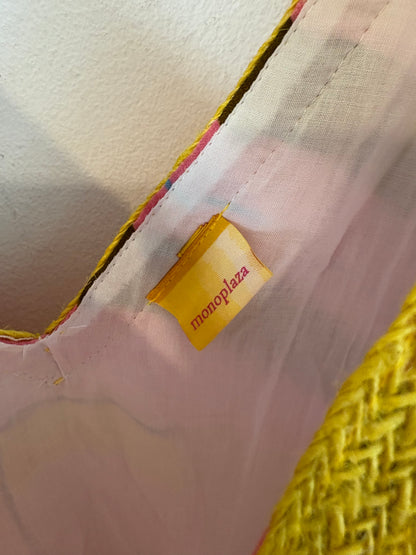 MONOPLAZA. Vestido midi lino cuadros. T S/M