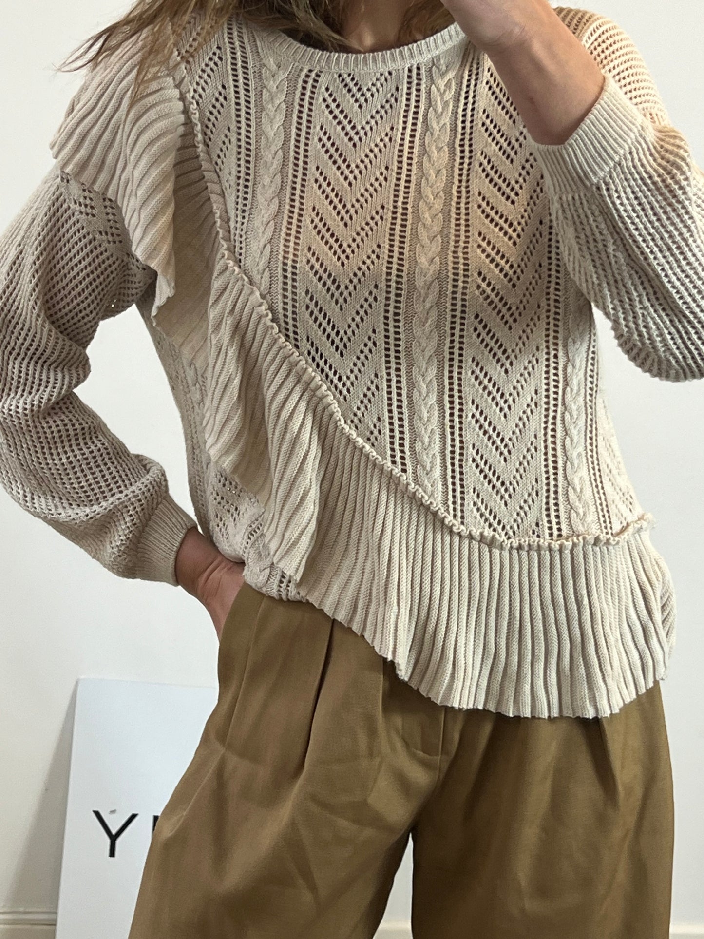 MASSCOB. Jersey beige  algodón troquelado  T.m