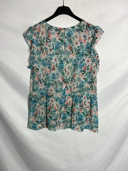 MANGO. Top flores semitransparente . T M