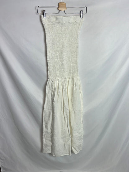 NUTKA STUDIOS. Vestido palabra de honor / falda larga Lino blanco. T XS/S