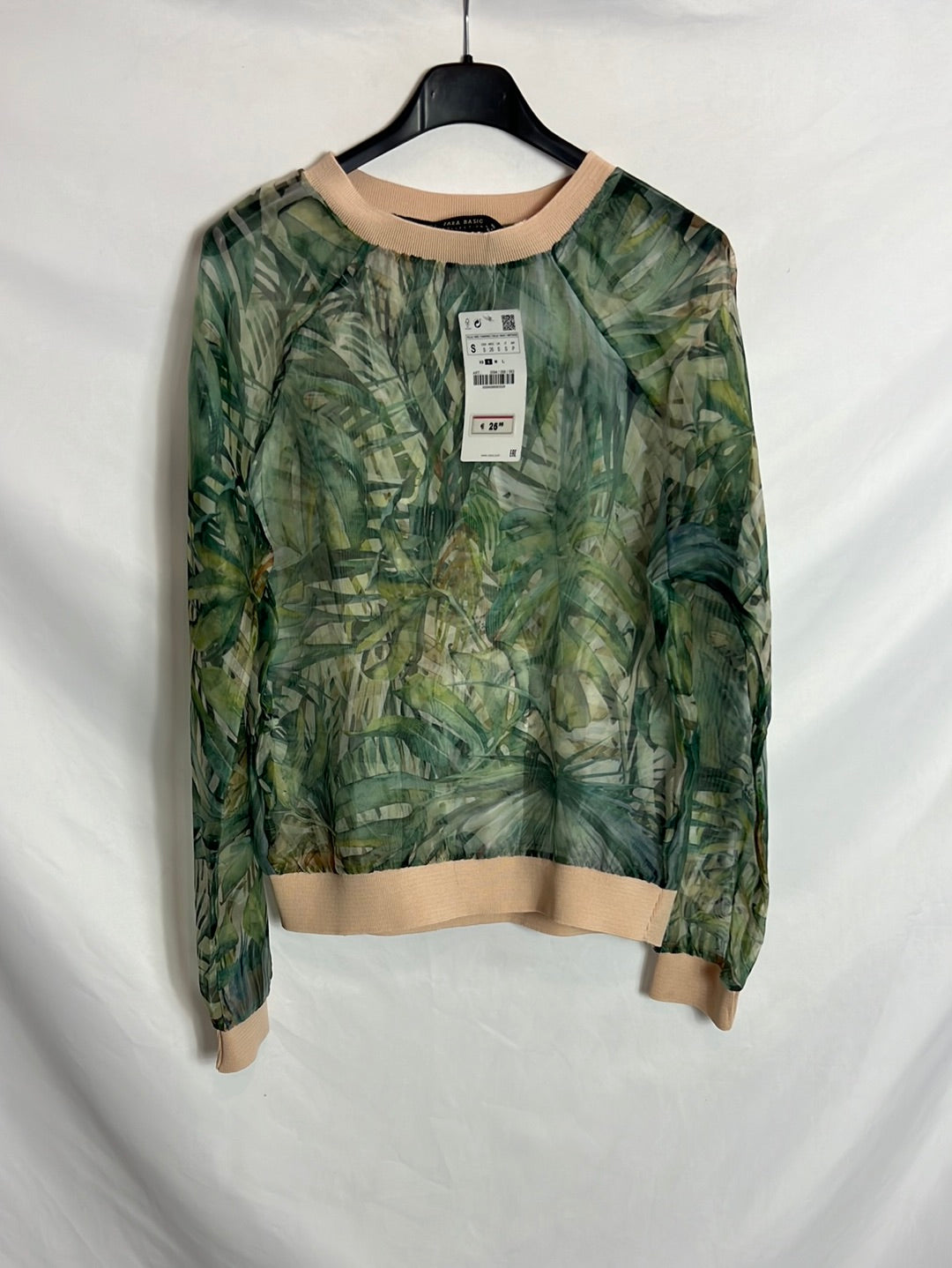 ZARA. Top hojas semitransparente . T S