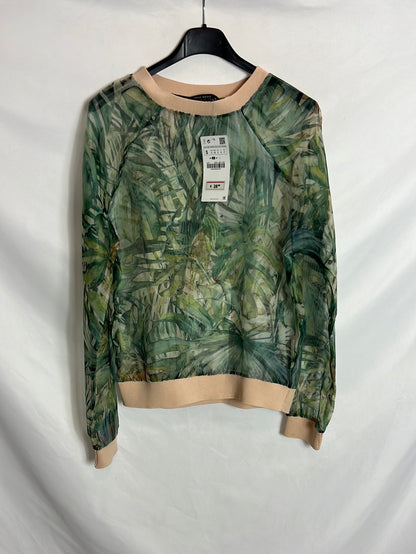 ZARA. Top hojas semitransparente . T S