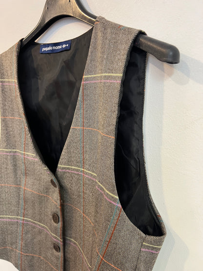 PEQUEÑA MOMA. Total look pantalón y chaleco cuadros. T S/M