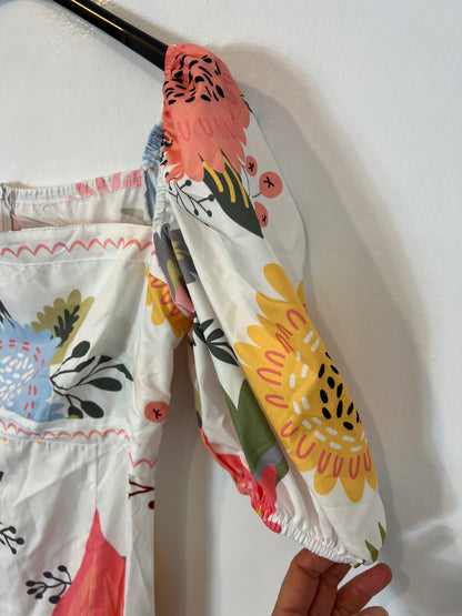 OTRAS. Vestido largo blanco flores Tu(m/l)