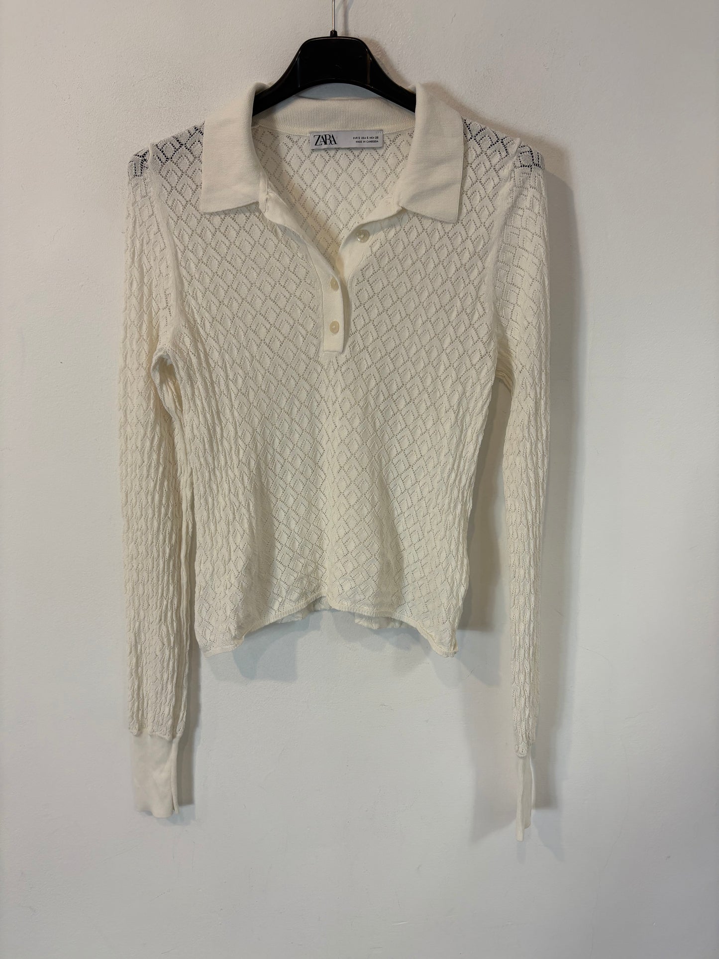 ZARA. Top punto calado blanco