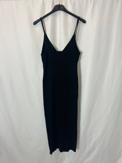 ZARA. Black ribbed fitted midi dress. TS
