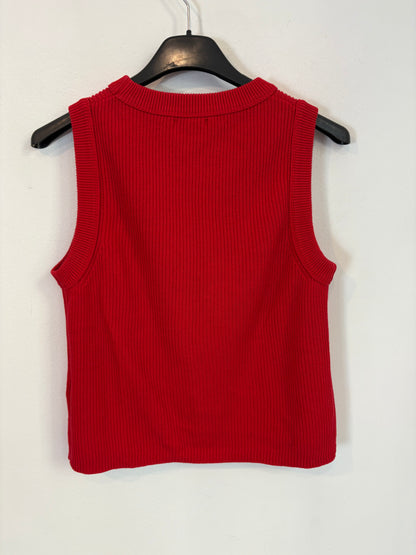 MASSIMO DUTTI. Top  canalé rojo. T S