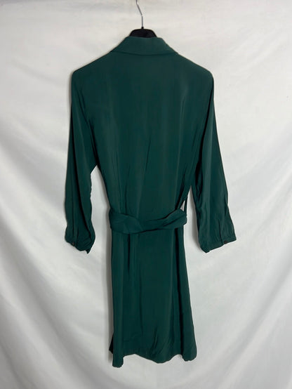 MANGO. Vestido verde doble botonadura . T M