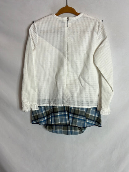 ANCAR. Vestido rana blanco camisa y abajo escocés