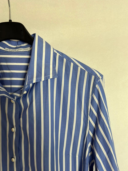 Vestido azul rayas asimétrico