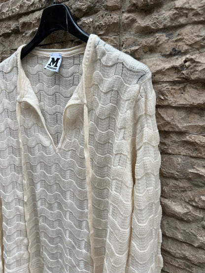 MISSONI. Beige knit top with sleeve detail. TM 