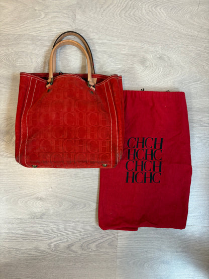 CAROLINA HERRERA. Bolso piel rojo