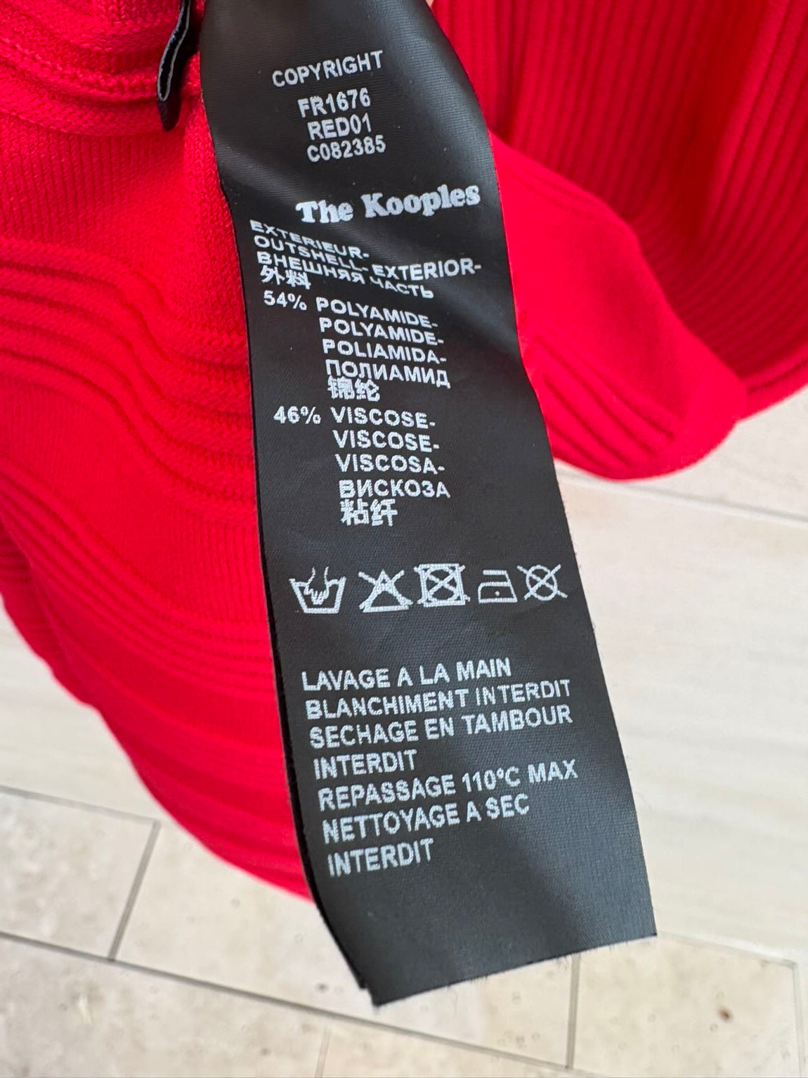 THE KOOPLES. Vestido punto elástico rojo pedreria