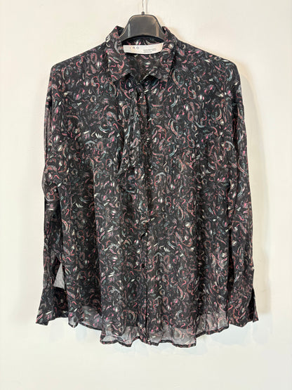 IRO. Blusa fluida negra estampada