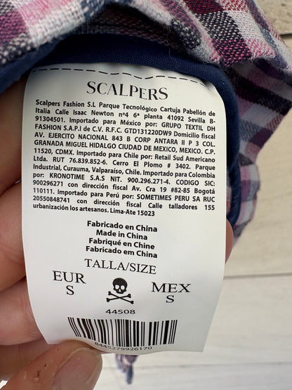 SCALPERS. chaleco cuadros lino  T.s