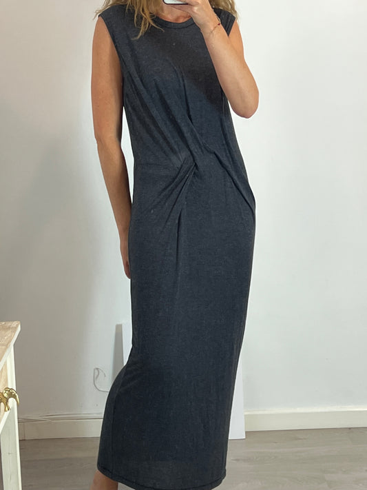 IRO. Long gray dress with gathered detail. TM