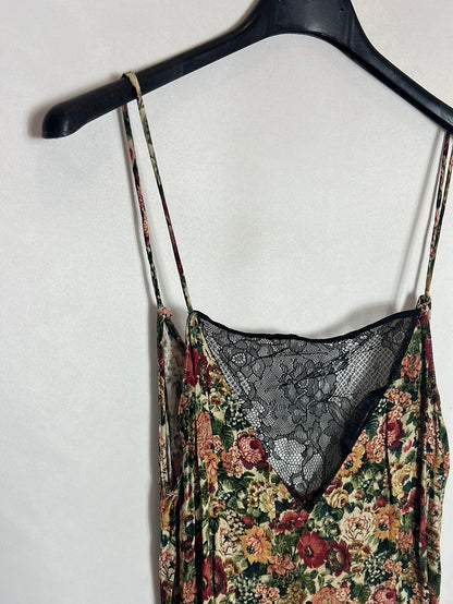 ZARA. Vestido corto encaje estampado flores. T S