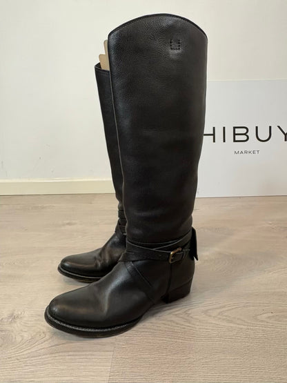 MASSIMO DUTTI. Botas altas piel camperas. T 40