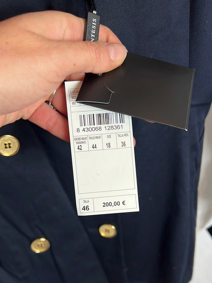 SYNTHESIS. Blue trench coat with gold buttons. Size 46