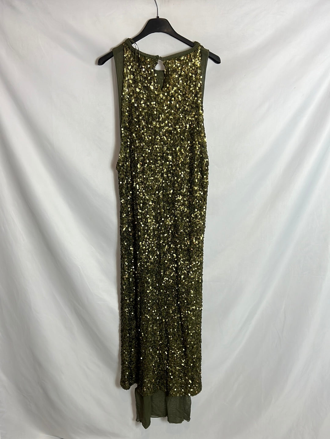 ZARA. Vestido mido doble capa lentejuelas y gasa. T M