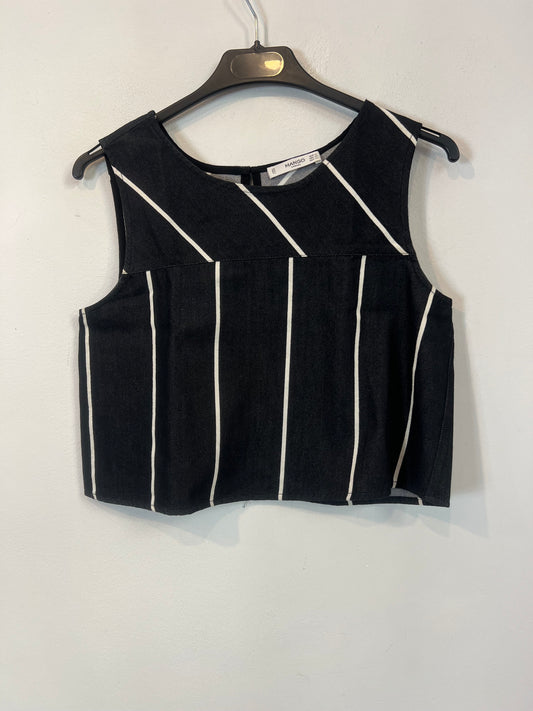 MANGO. Top negro rayas T.s