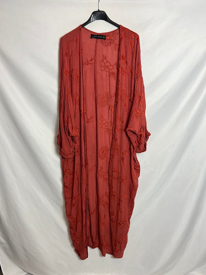 ZARA. Kimono largo teja bordados . T M