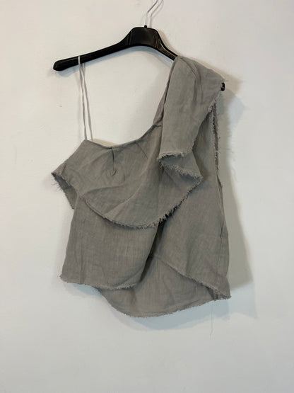 ZARA. Top gris lino asimétrico. T S