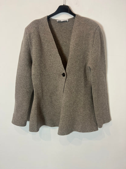 ZARA. Chaqueta beige punto  T.l