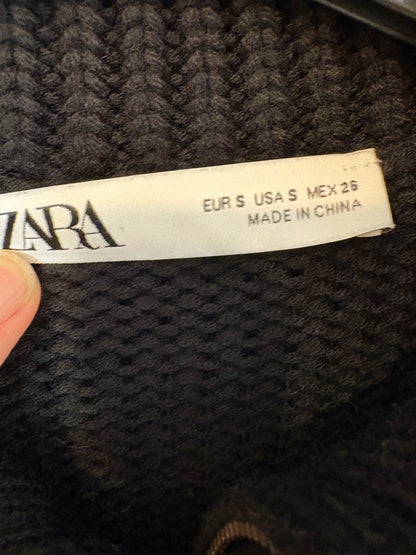 ZARA. Jersey negro cuello canalé con lana. T S