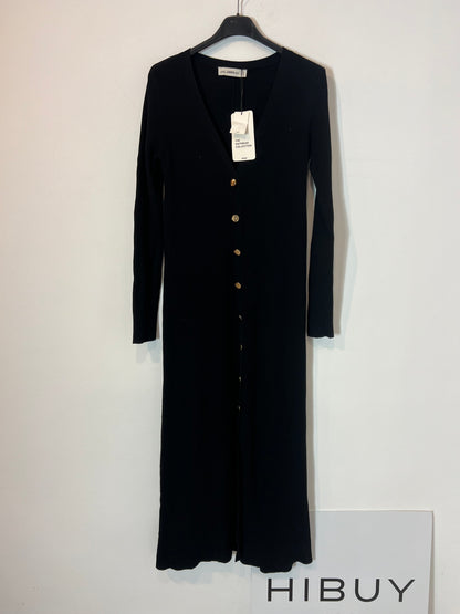 ZARA. Vestido largo canalé botones dorados. T S