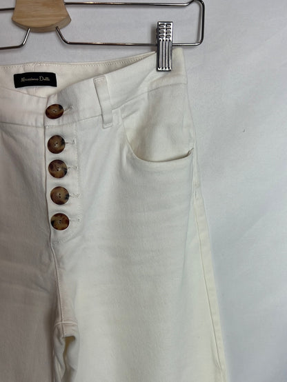 MASSIMO DUTII. Pantalón recto cropped beige claro. T 36